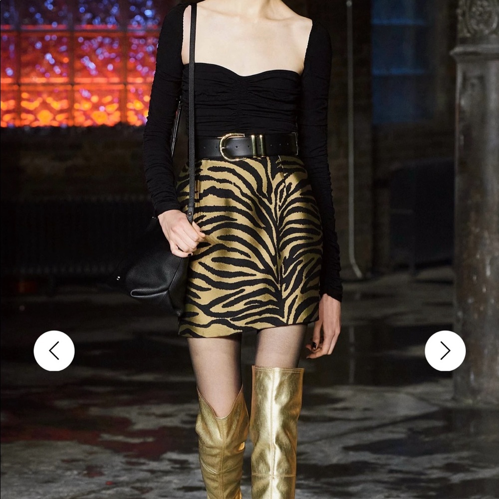 KHAITE Eiko metallic zebra-jacquard mini skirt